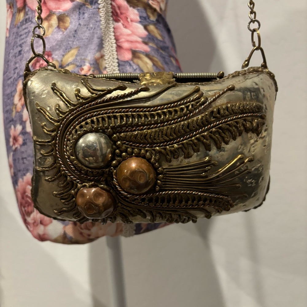 Vintage Mexican mixed metal copper brass shoulder bag - Picture 2 of 16